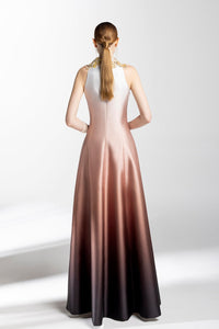 HerTrove-Beaded collar gradient mikado dress