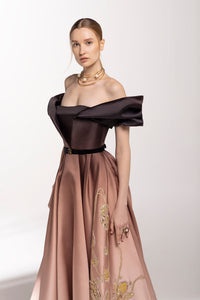 HerTrove-Off shoulder beaded gradient dress