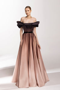 HerTrove-Off shoulder beaded gradient dress