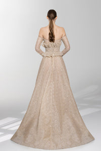 HerTrove-Skin tulle embroidered off shoulder dress