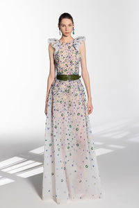 HerTrove-Fully beaded sleeveless tulle dress