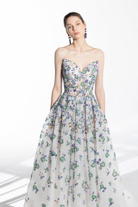HerTrove-Sweetheart neckline tulle dress with multicolor beading