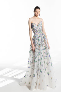 HerTrove-Sweetheart neckline tulle dress with multicolor beading