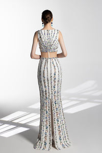 HerTrove-Cut out bodice fully beaded dress