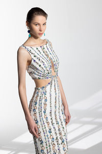 HerTrove-Cut out bodice fully beaded dress