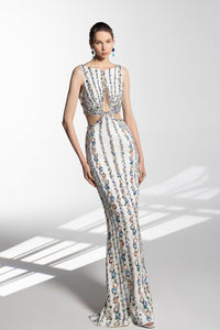 HerTrove-Cut out bodice fully beaded dress