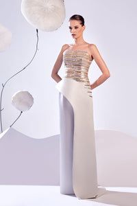 HerTrove-Strapless overlapping satin dress