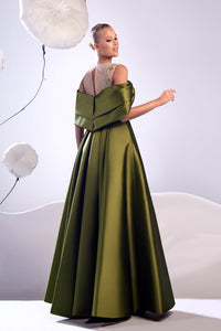 HerTrove-Bow detailed pleated gown