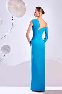 HerTrove-Asymmetrical neckline one sleeve dress