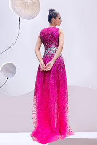 HerTrove-Deep V neckline sequins beaded gown
