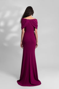 HerTrove-Draped off shoulder crepe dress