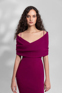 HerTrove-Draped off shoulder crepe dress