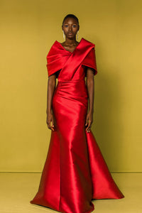HerTrove-Draped bodice satin dress