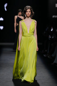 HerTrove-Plunging neckline draped dress