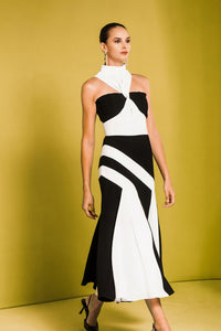 HerTrove-closed neck two tone dress