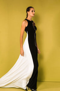 HerTrove-Strapless crepe dress with flower