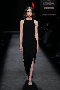 HerTrove-Open back sleeveless crepe dress 