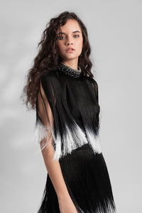 HerTrove-Beaded collar tassel dress