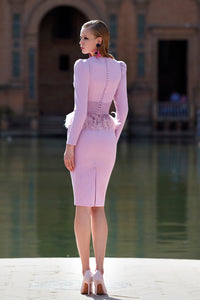 HerTrove-Feathered crepe cocktail dress