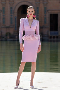 HerTrove-Feathered crepe cocktail dress
