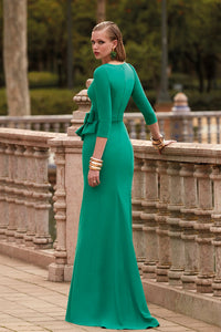 HerTrove-3/4 sleeves crystals adorned crepe dress