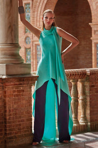 HerTrove-Crepe blouse with straight trousers