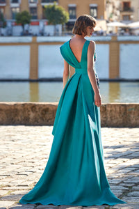 HerTrove-Sophisticated bodice embroidered mikado dress