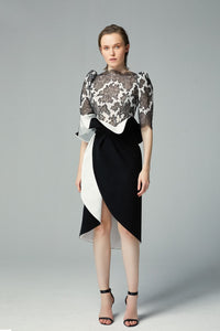 Laced top with asymmetric short skirt - HerTrove