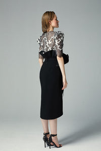 Laced top with asymmetric short skirt - HerTrove