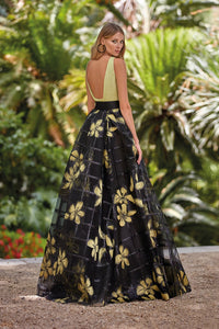 HerTrove - Floral shoulder organza sequined dress