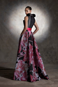 HerTrove - Fitted bodice voluminous printed dress