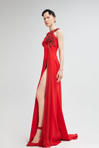 One sleeve crepe and georgette gown - HerTrove