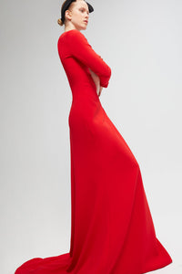 One sleeve crepe and georgette gown - HerTrove