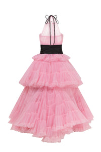 Strapless corset pleated tulle gown - HerTrove