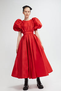 Oversized sleeves princess silhouette taffeta gown - HerTrove