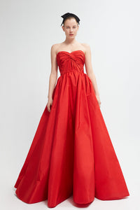 Pleated corset top wide princess dress - HerTrove