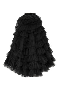 Georgette shirt with bow at the neck and ruffled skirt - HerTrove