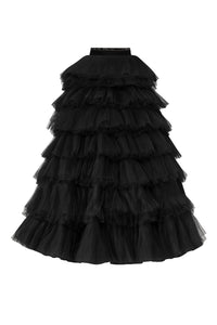 Georgette shirt with bow at the neck and ruffled skirt - HerTrove