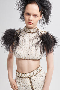 Silk chiffon crop top with skirt - HerTrove