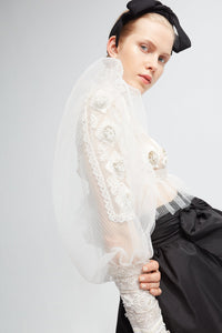 Tami tulle blouse with taffeta skirt - HerTrove