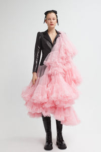 Ruched tulle dress with sequin blazer - HerTrove