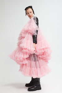 Ruched tulle dress with sequin blazer - HerTrove