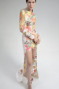 Tulle and lace floral motifs dress - HerTrove