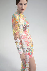Tulle and lace floral motifs dress - HerTrove