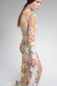Tulle and lace floral motifs dress - HerTrove