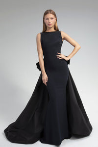 Rhinestones detailed neckline open back dress - HerTrove