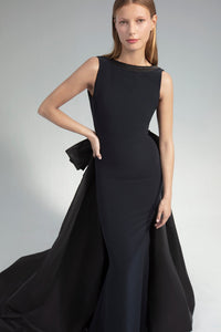 Rhinestones detailed neckline open back dress - HerTrove