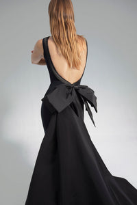 Rhinestones detailed neckline open back dress - HerTrove
