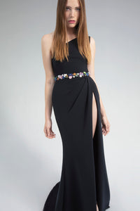Hellenistic robes inspired floral bead belt dress - HerTrove