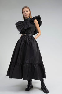 Closed neck taffeta top and skirt - HerTrove